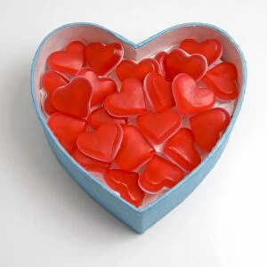 Heart shaped box of soft candy hearts for Valentines Day