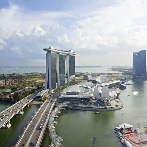 The Helix Bridge and Marina Bay Sands Singapore, Marina Bay, Singapore, Southeast Asia, Asia