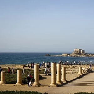 Herods Palace ruins and the hippodrome, Caesarea, Israel, Middle East