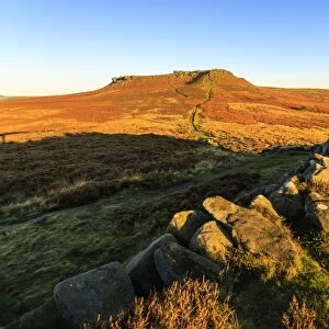 Higger Tor, sunrise in autumn, Hathersage Moor, from Carl Wark Hill Fort, Peak District