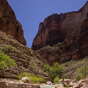 Hikers in Havasu Creek, Grand Canyon National Park, UNESCO World Heritage Site, Arizona