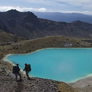 Hikers near Emerald Lakes on the Tongariro Crossing