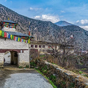 Historical village of Marpha, Jomsom, Himalayas, Nepal, Asia