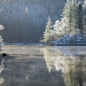 A hoar frost and transient mist over Loch Ard in the Loch Lomond and the Trossachs