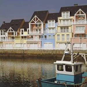 Holiday flats overlooking the port, Deauville, Calvados, Normandy, France, Europe