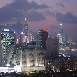 Hong Kong Island skyline, Causeway Bay, in the evening, Hong Kong, China, Asia