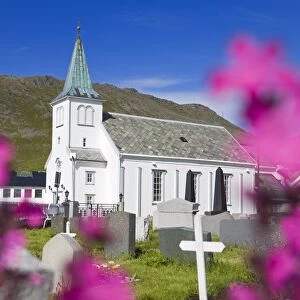 Honningsvag church and graveyard, Honningsvag Port, Mageroya Island, Finnmark Region