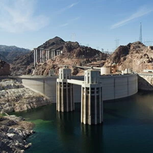 Hoover Dam on the Colorado River forming the border