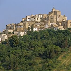 Houses and church of an ancient wine town on a hill