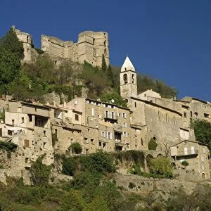 Houses, church and old walls at Montbrun les Bains in Drome, Rhone-Alpes, France, Europe
