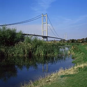 Humber Bridge from the south bank, Yorkshire, England, United Kingdom, Europe