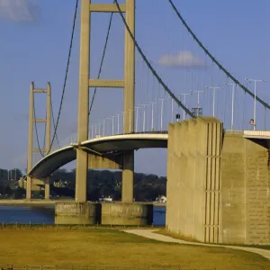 The Humber Bridge, the worlds longest suspension bridge, from the south