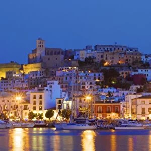Ibiza Harbour at Night, Ibiza, Balearic Islands, Spain, Europe