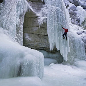 Ice climbing in Maligne Canyon Alberta Canada