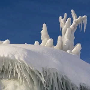 Detail of ice formations along Tornetrask Lake bank, Abisko National Park, Sweden