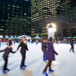 Ice skating rink in Bryant Park at Christmas, Manhattan, New York City