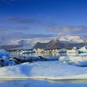 Icebergs in the Jokulsarlon glacial lake in Vatnajokull National Park in southeast Iceland