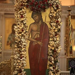 Icon of Christ displaying during Orthodox Easter week, Thessaloniki, Macedonia