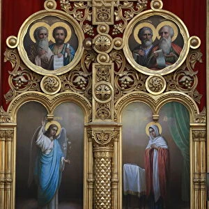 Iconostasis in Aghios Andreas monastery church on Mount Athos, Greece, Europe