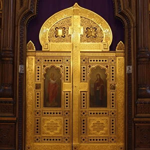 Iconostasis door in the Russian Orthodox church of the Holy Trinity, Jerusalem, Israel