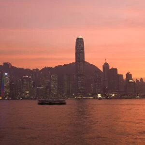 Two IFC Building and Central, Hong Kong Island skyline at dusk, Hong Kong, China, Asia