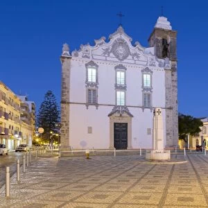 Igreja Matriz parish church at night, Olhao, Algarve, Portugal, Europe
