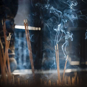 Incense sticks, Yuantong Buddhist Temple, Kunming, Yunnan Province, China, Asia