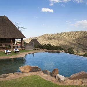 Infinity pool and view from Borana luxury safari lodge, Laikipia, Kenya, East Africa, Africa
