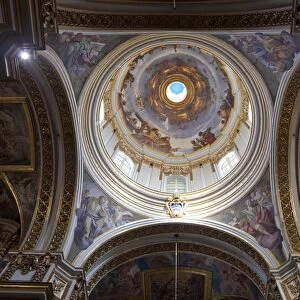 Interior of dome, St. Pauls Cathedral, Mdina, Malta, Europe