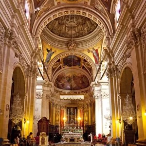 Interior, Gozo Cathedral, Rabat (Victoria), Gozo, Malta, Europe