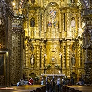 Interior of Iglesia de la Compania de Jesus, UNESCO World Heritage Site, Quito, Ecuador