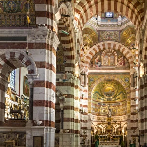 Interior of the Notre Dame de la Garde church, Marseille, Bouches du Rhone, Provence