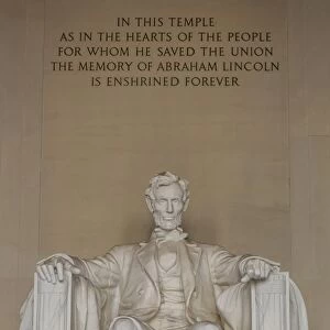 Interior view of the Lincoln Statue in the Lincoln Memorial, Washington D. C. United States of America, North America