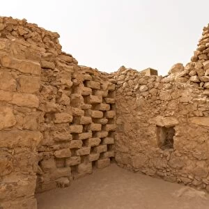 Intricate stonework, Columbarium tower (dovecote), fortress ruins, Masada, UNESCO