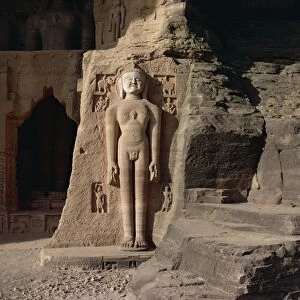 Jain rock sculptures below fort, Gwalior, Madhya Pradesh state, India, Asia