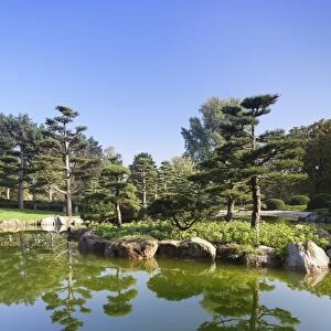 Japanese garden, North Park (Nordpark), Dusseldorf, North Rhine Westphalia, Germany, Europe