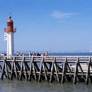 Jetty and lighthouse, Trouville, Basse Normandie (Normandy), France, Europe