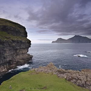 Kalsoy island and cliffs across Djupini sound, from Gjogv, Eysturoy, Faroe Islands