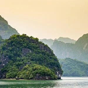Karst mountain landscape on Cat Ba Island, Ha Long Bay, UNESCO World Heritage Site