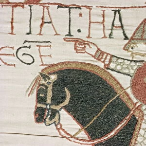 King Harold arriving from North to confront William, Bayeux Tapestry, Normandy