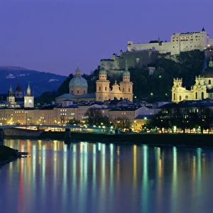 Kollegienkirche, Cathedral and Hohensalzburg fortress, Salzburg, Austria, Europe