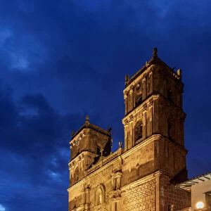 La Inmaculada Concepcion Cathedral at dusk, Barichara, Santander Department, Colombia