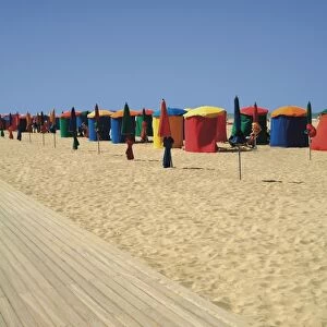 La Planche (boadwalk) and beach, Deauville, Calvados, Normandy, France, Europe