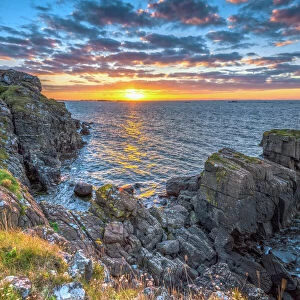 Lagavulin Bay at sunrise, Islay, Argyll and Bute, Scotland, United Kingdom, Europe
