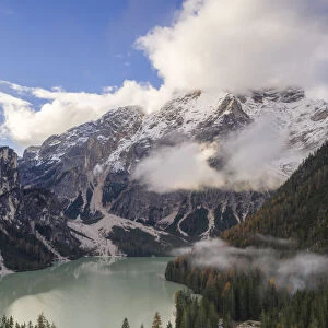 Lago di Braies in the Dolomites, Veneto, Italy, Europe