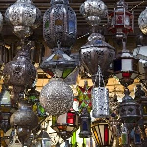 Lanterns for sale in the souk, Marrakech (Marrakesh), Morocco, North Africa, Africa