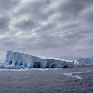 A large iceberg with holes and arches formed in it near Coronation Island, South Orkneys, Antarctica, Polar Regions