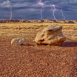 Large storm approaching Blue Mesa in Petrified Forest National Park