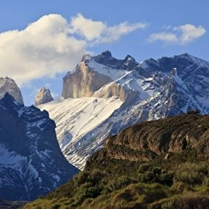 Late evening mountain view, Cordillera del Paine, Torres del Paine National Park, Patagonia, Chile, South America