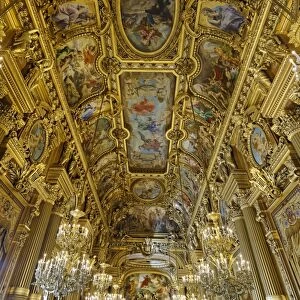 Le Grand Foyer with frescoes and ornate ceiling by Paul Baudry, Opera Garnier, Paris